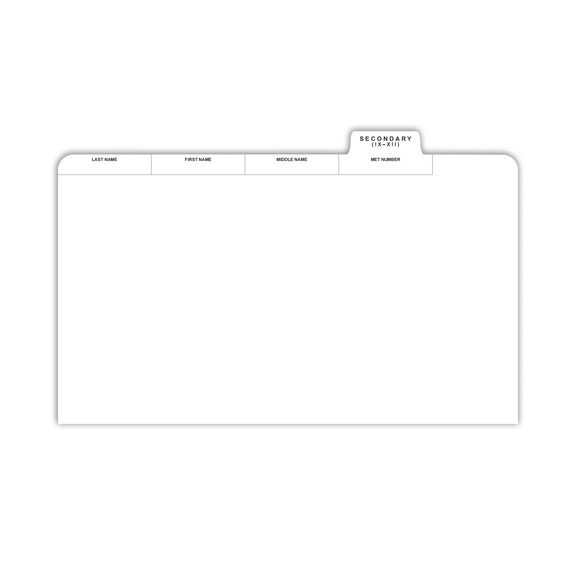 Show details for Manitoba Cumulative Student Record Folder: Secondary Tab